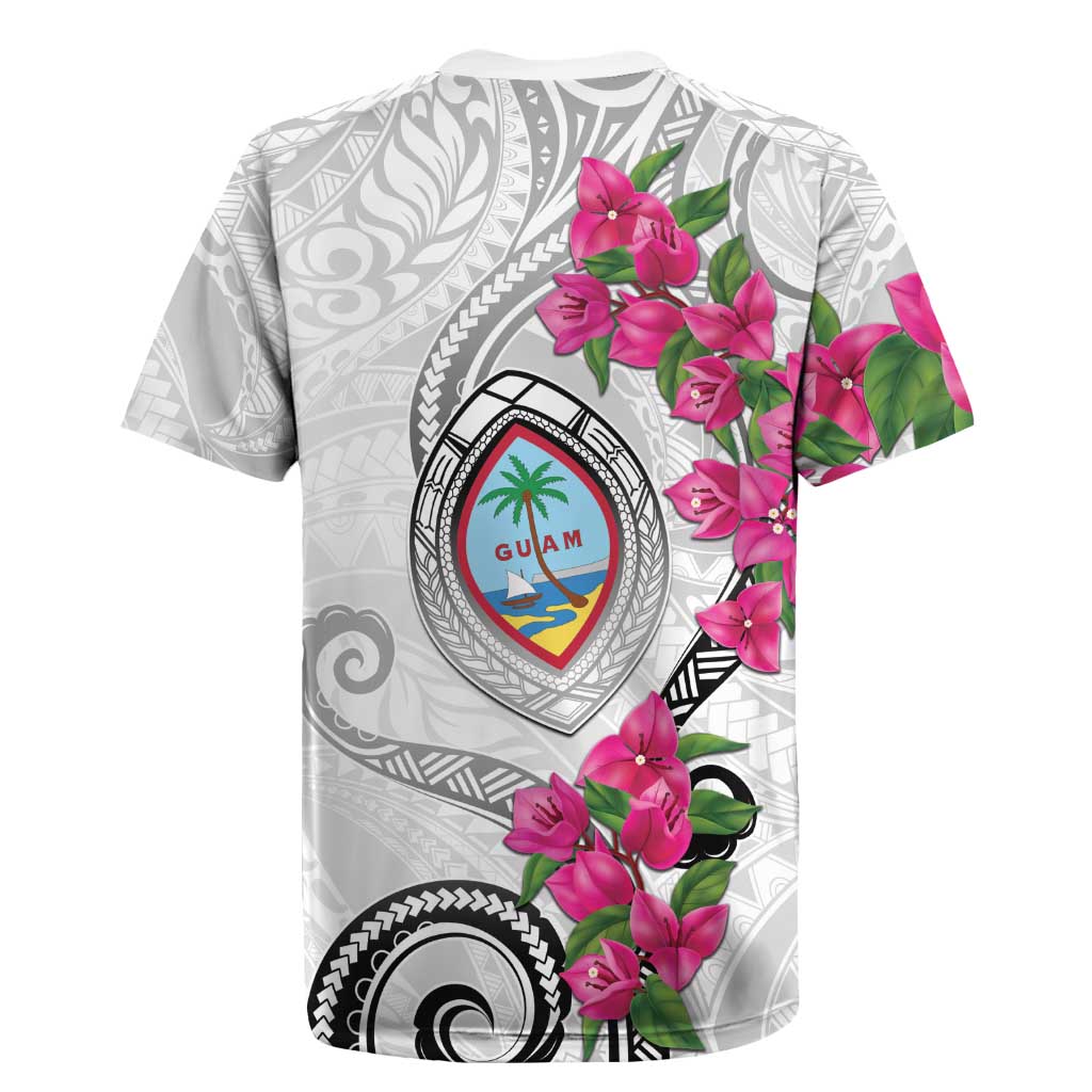 Guam Chamorro Rugby Jersey Curves Polynesian Tattoo Mix Bougainvillea LT05 - Polynesian Pride