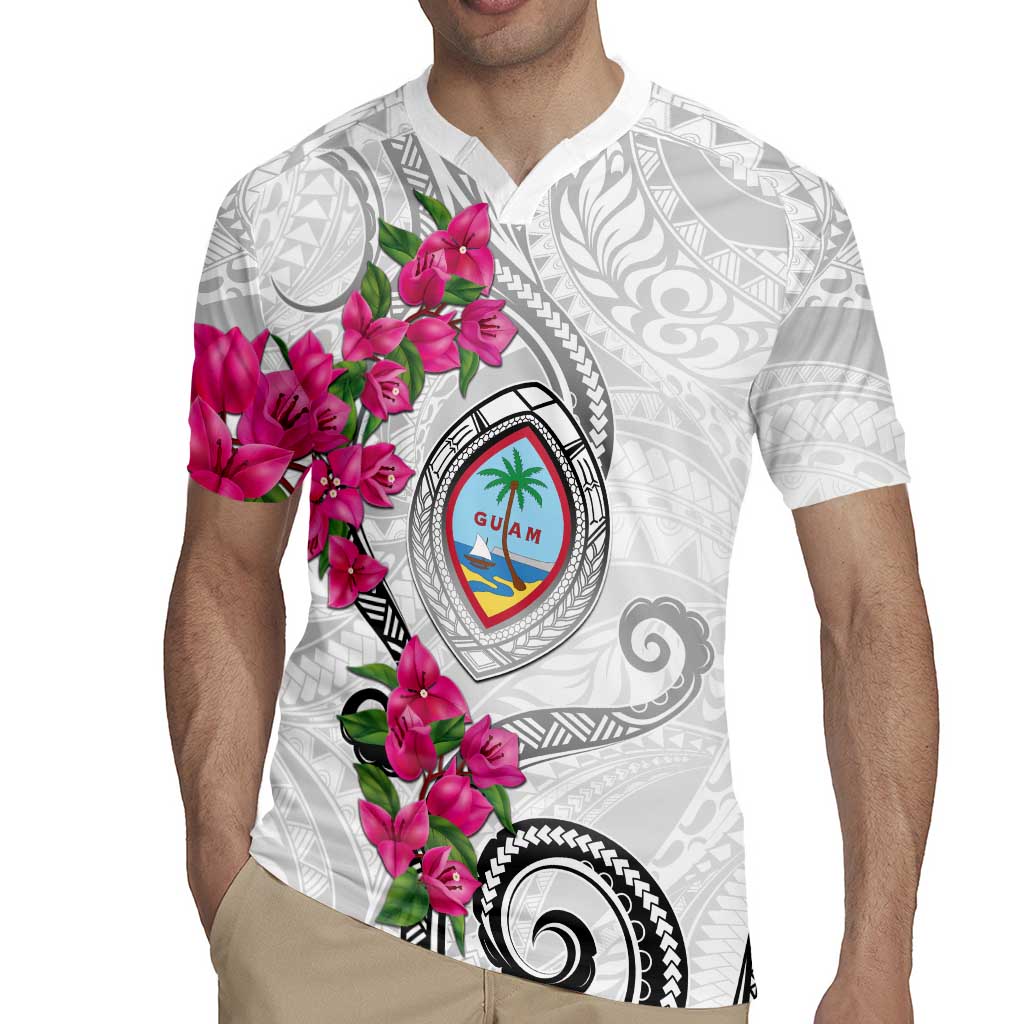 Guam Chamorro Rugby Jersey Curves Polynesian Tattoo Mix Bougainvillea LT05 - Polynesian Pride