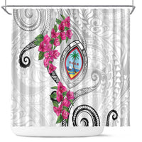 Guam Chamorro Shower Curtain Curves Polynesian Tattoo Mix Bougainvillea