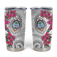 Guam Chamorro Tumbler Cup Curves Polynesian Tattoo Mix Bougainvillea
