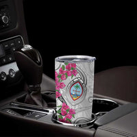 Guam Chamorro Tumbler Cup Curves Polynesian Tattoo Mix Bougainvillea
