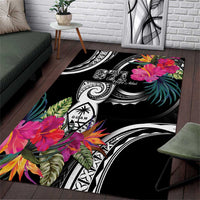 Hafa Adai Guam Area Rug Polynesian Tattoo Tropical Flowers