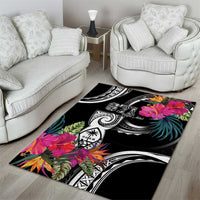 Hafa Adai Guam Area Rug Polynesian Tattoo Tropical Flowers