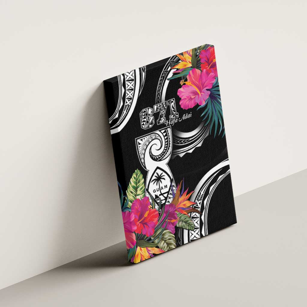 Hafa Adai Guam Canvas Wall Art Polynesian Tattoo Tropical Flowers