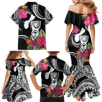Hafa Adai Guam Family Matching Mermaid Dress and Hawaiian Shirt Polynesian Tattoo Tropical Flowers