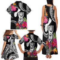 Hafa Adai Guam Family Matching Tank Maxi Dress and Hawaiian Shirt Polynesian Tattoo Tropical Flowers