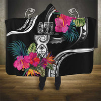 Hafa Adai Guam Hooded Blanket Polynesian Tattoo Tropical Flowers