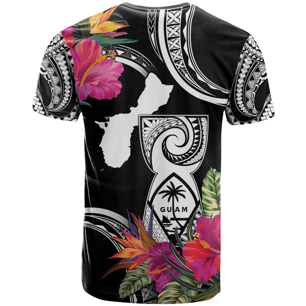 Hafa Adai Guam T Shirt Polynesian Tattoo Tropical Flowers