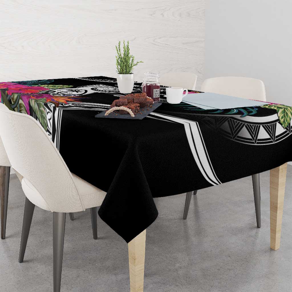 Hafa Adai Guam Tablecloth Polynesian Tattoo Tropical Flowers