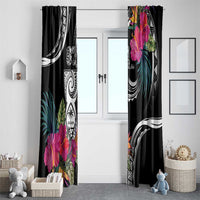 Hafa Adai Guam Window Curtain Polynesian Tattoo Tropical Flowers