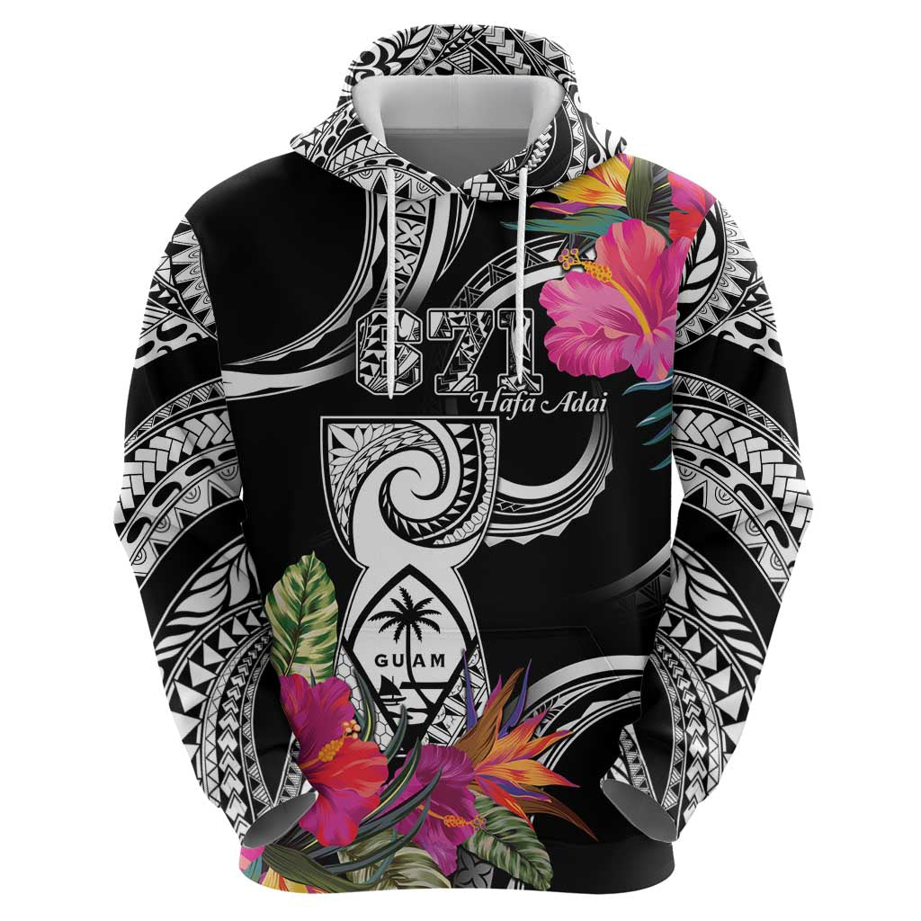 Hafa Adai Guam Zip Hoodie Polynesian Tattoo Tropical Flowers