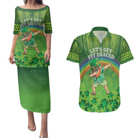 Personalised Hawaii Saint Patrick's Day Couples Matching Puletasi and Hawaiian Shirt Let's Get Fit Shaced LT05 Green - Polynesian Pride