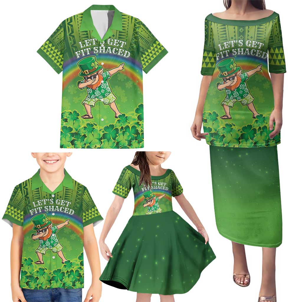 Personalised Hawaii Saint Patrick's Day Family Matching Puletasi and Hawaiian Shirt Let's Get Fit Shaced LT05 - Polynesian Pride