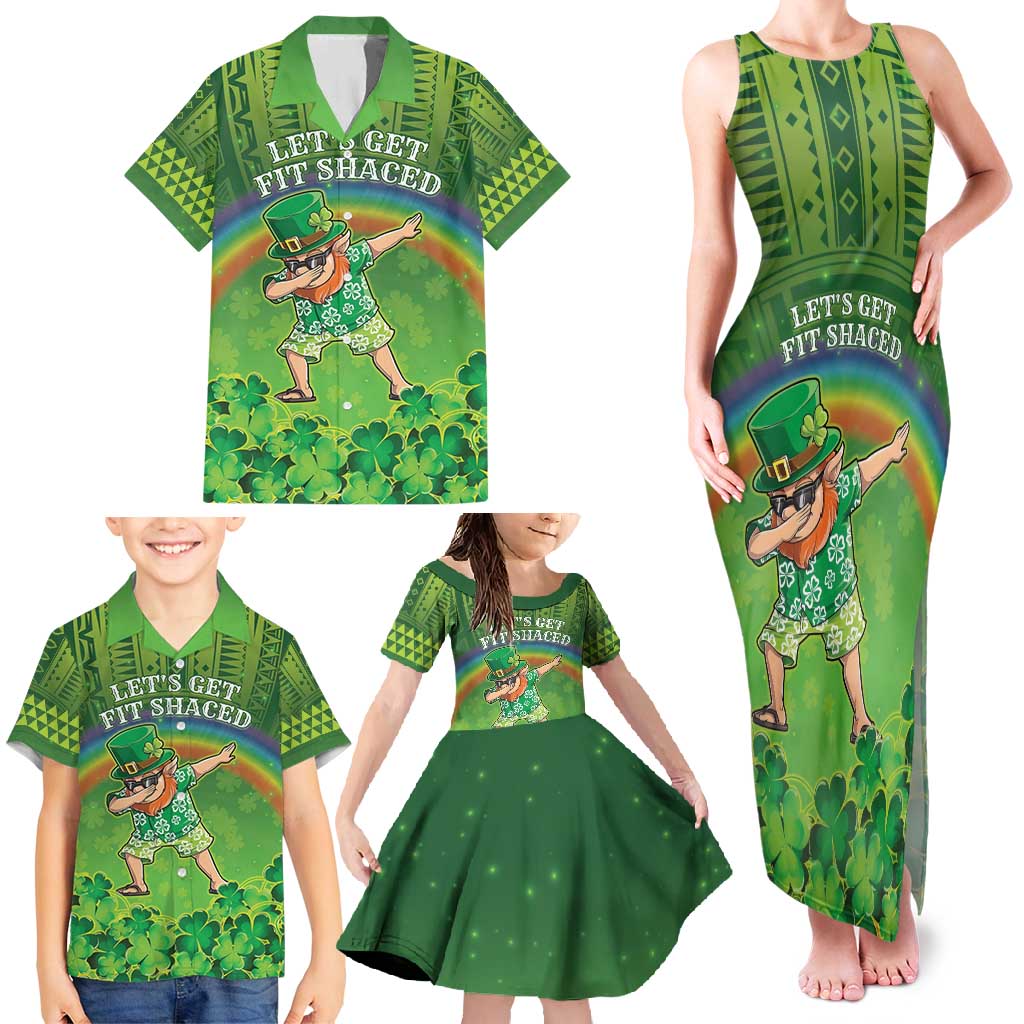 Personalised Hawaii Saint Patrick's Day Family Matching Tank Maxi Dress and Hawaiian Shirt Let's Get Fit Shaced