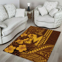 Hawaii Mililani High School Area Rug Tribal Tattoo With Hibiscus Flowers