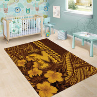 Hawaii Mililani High School Area Rug Tribal Tattoo With Hibiscus Flowers
