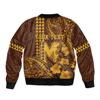 Personalised Hawaii Mililani High School Bomber Jacket Tribal Tattoo With Hibiscus Flowers