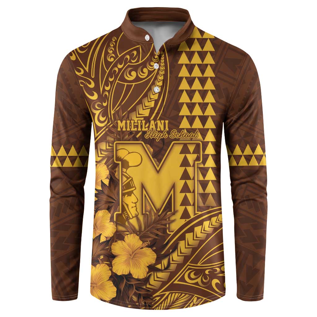 Personalised Hawaii Mililani High School Button Sweatshirt Tribal Tattoo With Hibiscus Flowers