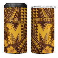 Personalised Hawaii Mililani High School 4 in 1 Can Cooler Tumbler Tribal Tattoo With Hibiscus Flowers
