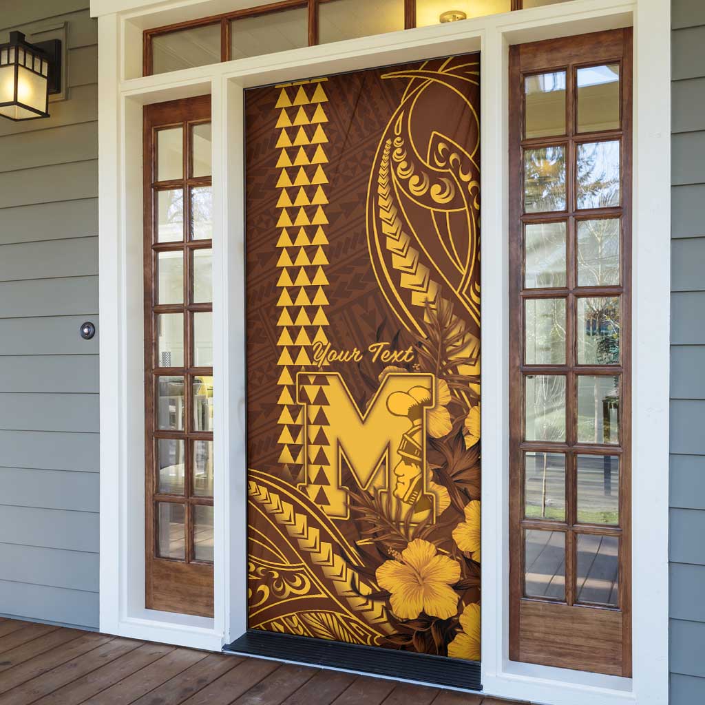 Personalised Hawaii Mililani High School Door Cover Tribal Tattoo With Hibiscus Flowers