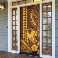 Personalised Hawaii Mililani High School Door Cover Tribal Tattoo With Hibiscus Flowers