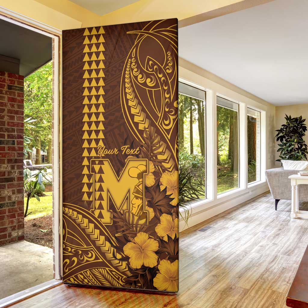 Personalised Hawaii Mililani High School Door Cover Tribal Tattoo With Hibiscus Flowers