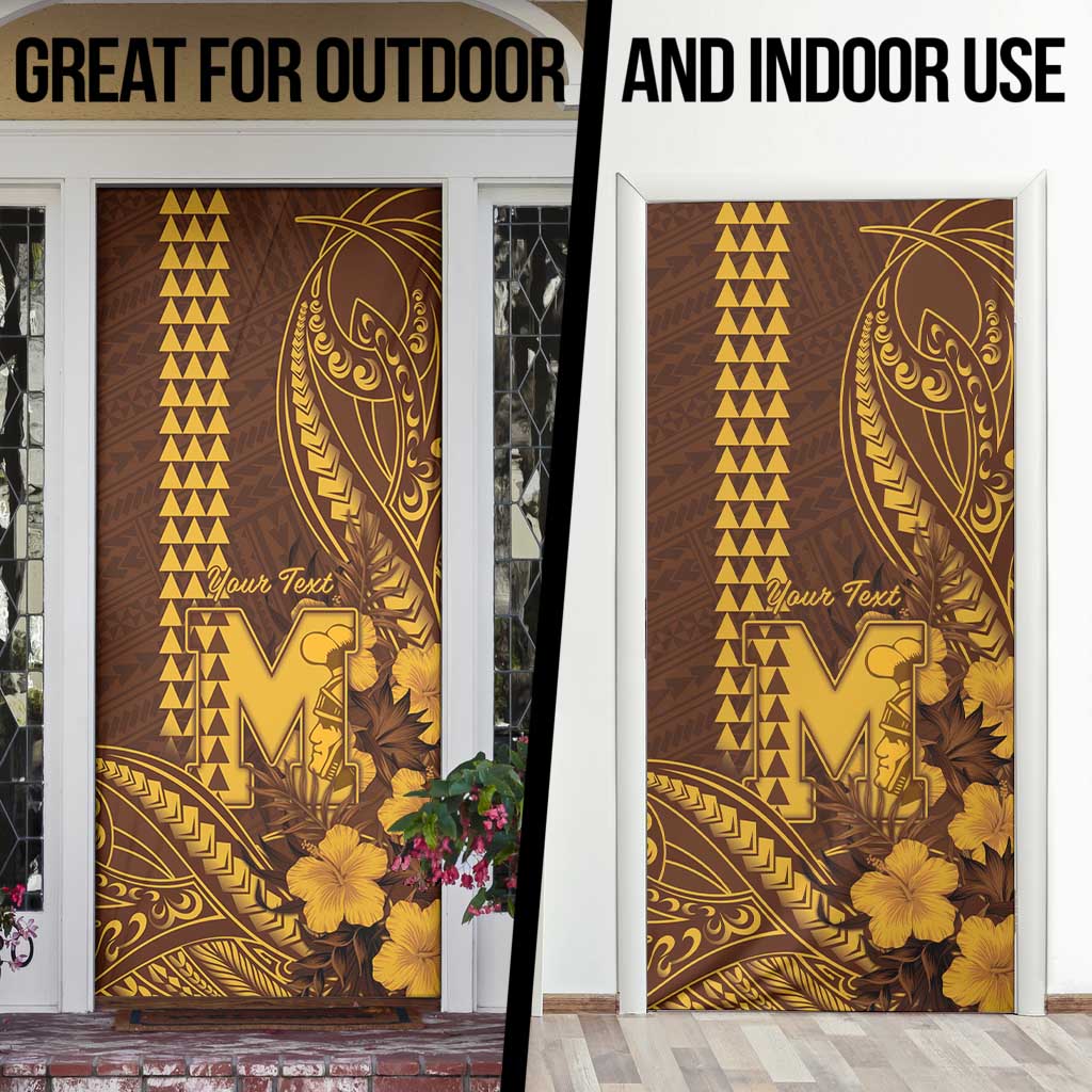 Personalised Hawaii Mililani High School Door Cover Tribal Tattoo With Hibiscus Flowers