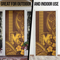Personalised Hawaii Mililani High School Door Cover Tribal Tattoo With Hibiscus Flowers