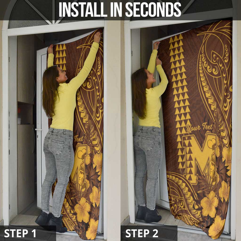 Personalised Hawaii Mililani High School Door Cover Tribal Tattoo With Hibiscus Flowers