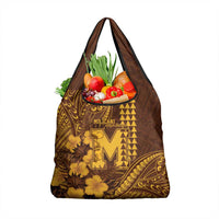 Hawaii Mililani High School Grocery Bag Tribal Tattoo With Hibiscus Flowers