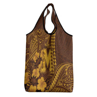 Hawaii Mililani High School Grocery Bag Tribal Tattoo With Hibiscus Flowers