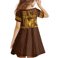 Personalised Hawaii Mililani High School Kid Short Sleeve Dress Tribal Tattoo With Hibiscus Flowers
