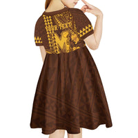 Personalised Hawaii Mililani High School Kid Short Sleeve Dress Tribal Tattoo With Hibiscus Flowers