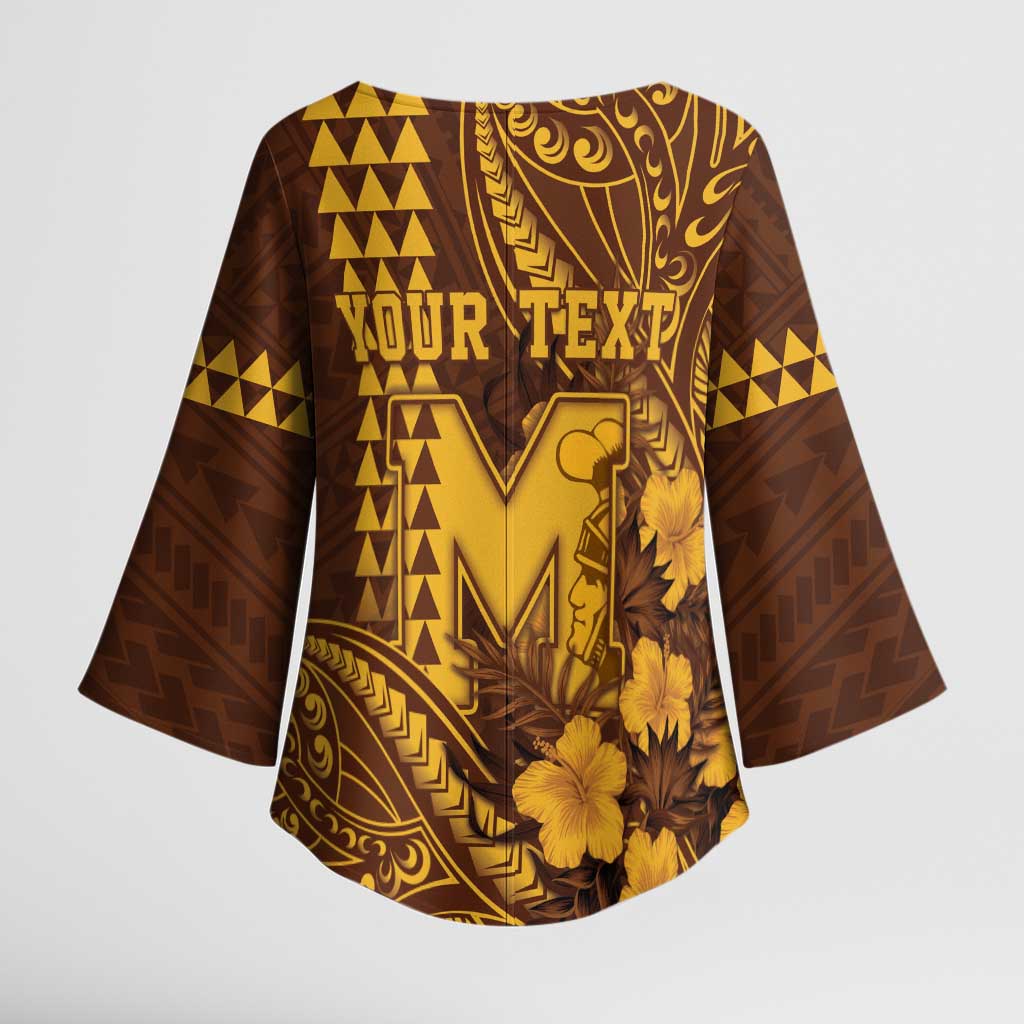 Personalised Hawaii Mililani High School Kimono Sleeve Blouse Tribal Tattoo With Hibiscus Flowers LT05 - Polynesian Pride