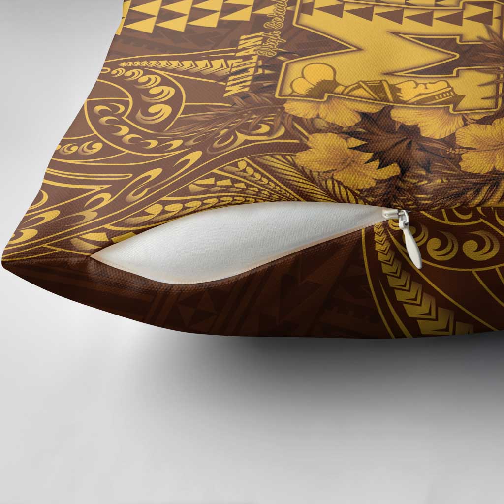 Hawaii Mililani High School Pillow Cover Tribal Tattoo With Hibiscus Flowers