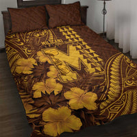 Hawaii Mililani High School Quilt Bed Set Tribal Tattoo With Hibiscus Flowers