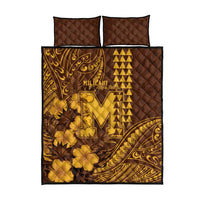 Hawaii Mililani High School Quilt Bed Set Tribal Tattoo With Hibiscus Flowers