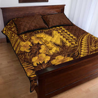 Hawaii Mililani High School Quilt Bed Set Tribal Tattoo With Hibiscus Flowers