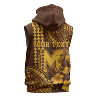 Personalised Hawaii Mililani High School Sleeveless Hoodie Tribal Tattoo With Hibiscus Flowers