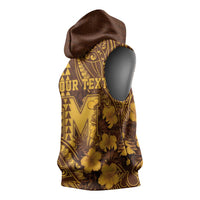 Personalised Hawaii Mililani High School Sleeveless Hoodie Tribal Tattoo With Hibiscus Flowers