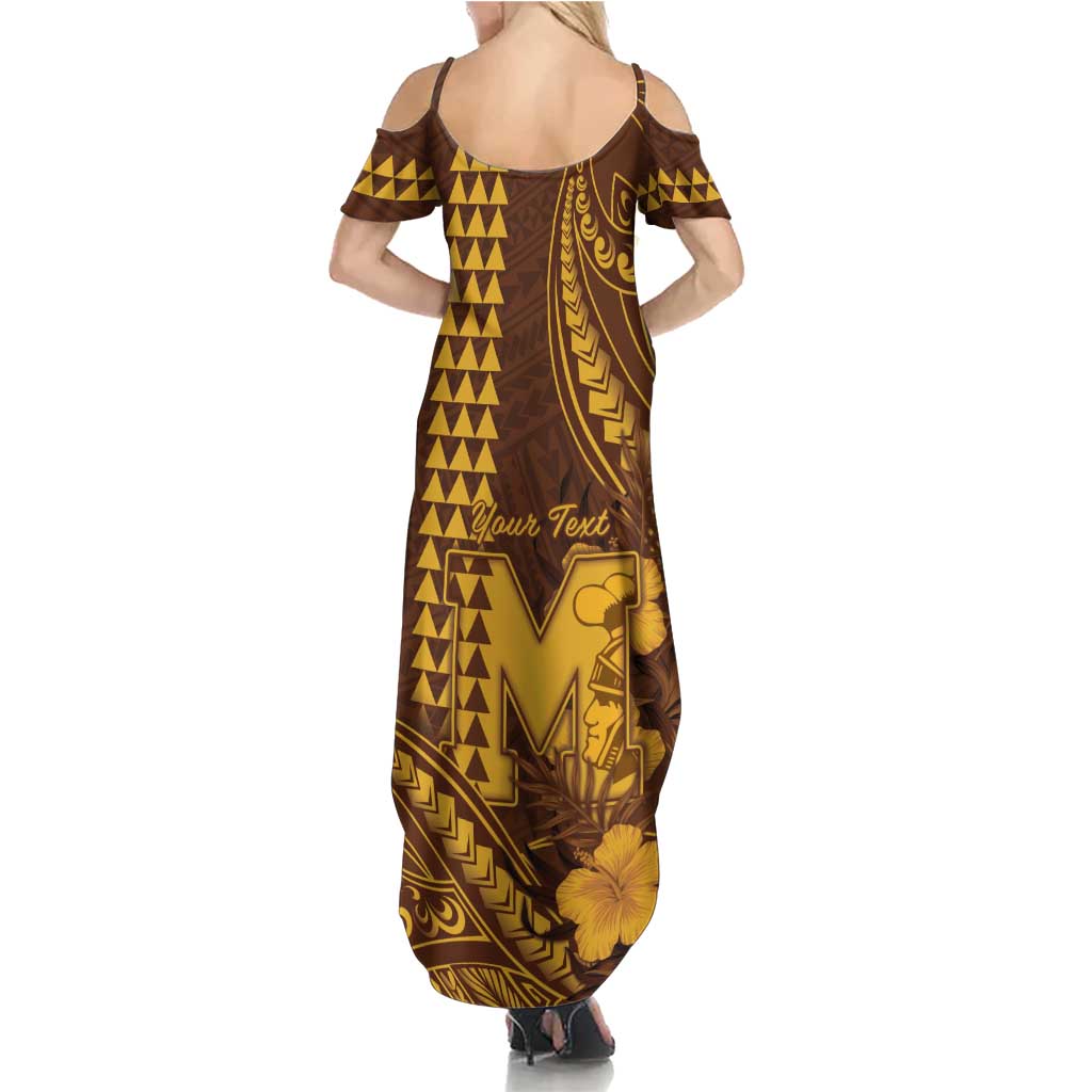 Personalised Hawaii Mililani High School Summer Maxi Dress Tribal Tattoo With Hibiscus Flowers LT05 - Polynesian Pride