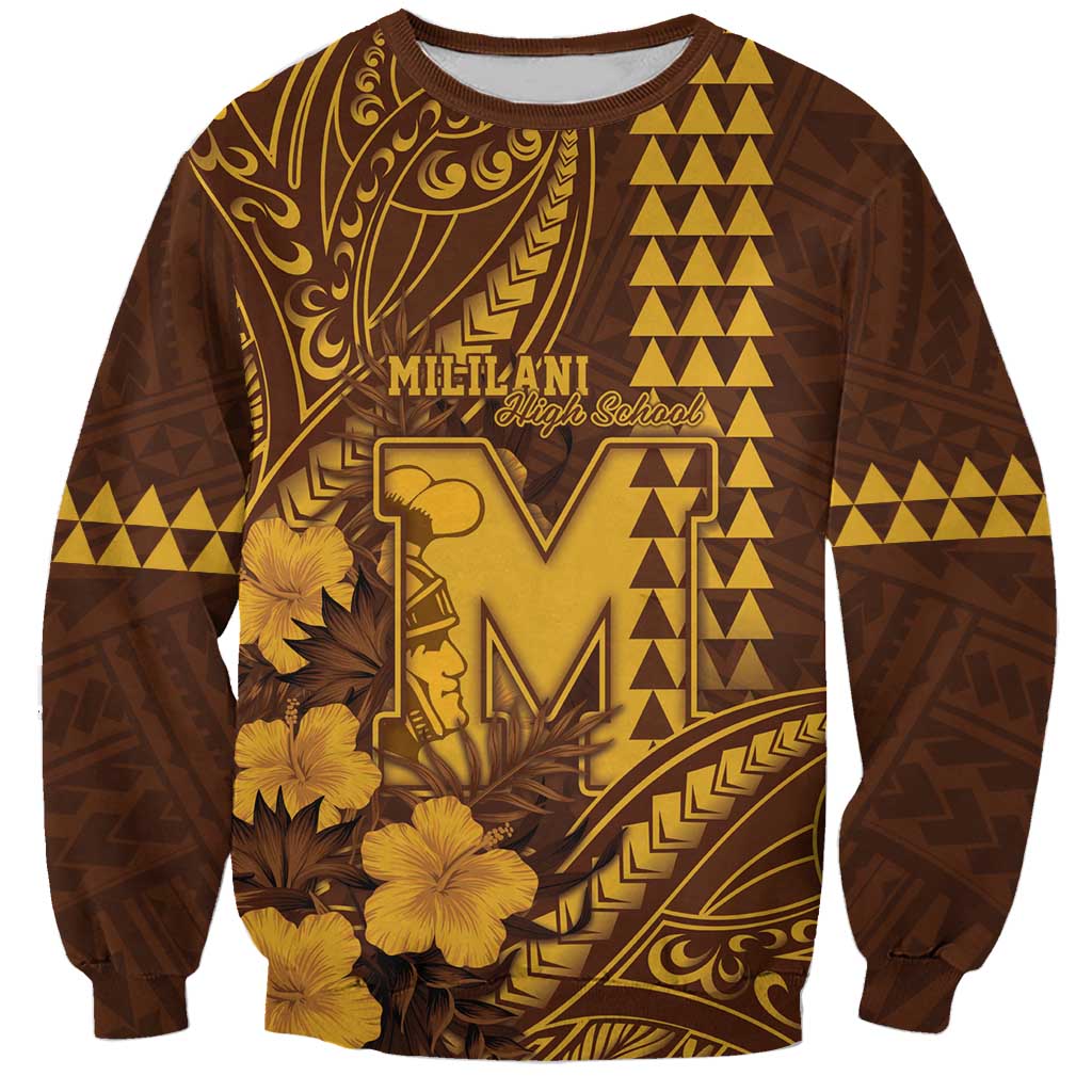 Personalised Hawaii Mililani High School Sweatshirt Tribal Tattoo With Hibiscus Flowers