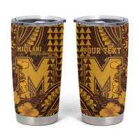 Personalised Hawaii Mililani High School Tumbler Cup Tribal Tattoo With Hibiscus Flowers