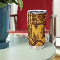 Personalised Hawaii Mililani High School Tumbler Cup Tribal Tattoo With Hibiscus Flowers