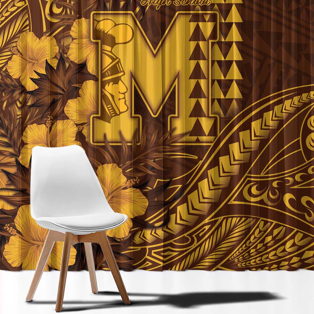 Hawaii Mililani High School Window Curtain Tribal Tattoo With Hibiscus Flowers
