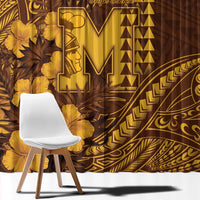 Hawaii Mililani High School Window Curtain Tribal Tattoo With Hibiscus Flowers