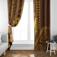 Hawaii Mililani High School Window Curtain Tribal Tattoo With Hibiscus Flowers