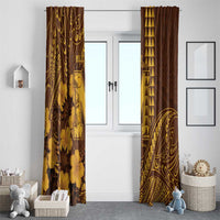 Hawaii Mililani High School Window Curtain Tribal Tattoo With Hibiscus Flowers