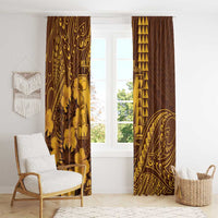 Hawaii Mililani High School Window Curtain Tribal Tattoo With Hibiscus Flowers