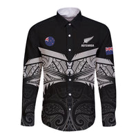 Custom New Zealand Cricket Long Sleeve Button Shirt Go Champions World Cup 2024 With Maori Pattern